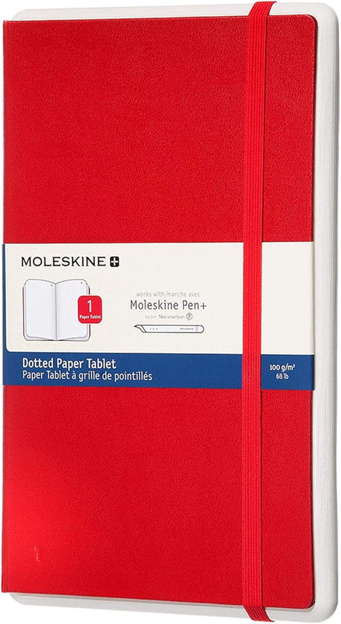 Moleskine Paper Tablet Hard Cover Smart Notebook, Dotted, Large (5" x 8.25") Scarlet Red - Compatible w/ Moleskine Pen+ Ellipse (Sold Separately) ...