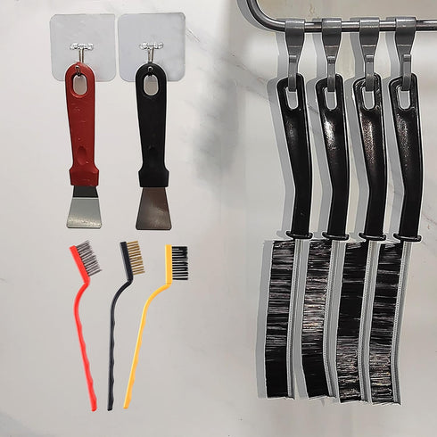 Hard Bristle Crevice Cleaning Brush, 11 Pcs Multifunctional Gap Cleaning Brush Tool Kits for Household, Full Sets Crevice Cleaning Brush for Kitch...