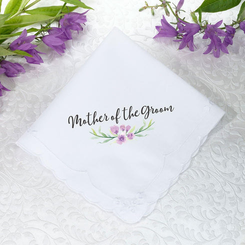 Lillian Rose 12"x12" Purple Floral Mother of The Groom Hankie...