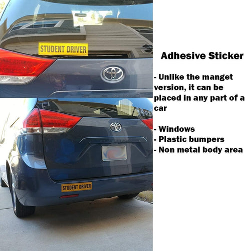 TOTOMO Student Driver Sticker for Car- Large 12x3 Adhesive Reflective Vehicle Safety Sign Window Cling for New Rookie Learner Drivers Removable Bu...