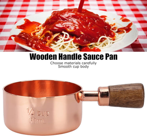 Mini Sauce Pan, Rose Gold Stainless Steel Butter Warmer with Pour Spout and Wooden Handle for Home Kitchen Cooking Ware(1/4cup)...