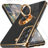 ?for Galaxy S21 Case,with Screen Protector, Built-in 360° Rotation Ring Holder Magnetic Kickstand, Plating Gold Edge Soft TPU Shockproof Protectiv...