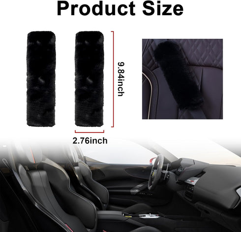 2 Packs Car Seatbelt Covers Shoulder Pad, Universal Soft Faux Sheepskin Shoulder Cover for Comfortable Driving, Fluffy Seat Belt Protector Help to...