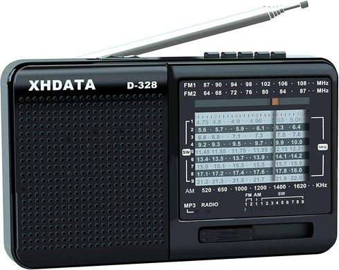 D-328 Shortwave AM FM DSP Portable Small Multi Band Radio Stereo MP3 Player with Rechargeable Battery Earphone Jack Portable Multimedia Speaker wi...