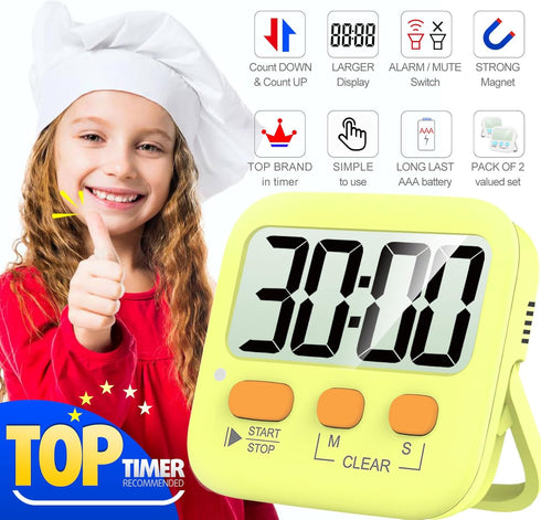 Antonki Timer, Timer for Kids, Kitchen Timers, Digital Timer for Cooking, Egg Timer, Classroom Timer for Teacher, Magnetic Countdown Timer for Exe...
