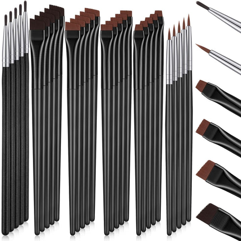 30 Pcs Eyeliner Brush Set Gel Angled Eye Liner Brush Fine Flat Slanted Eyebrow Brushes Define Brow Brushes Thin Makeup Brushes Tool for Women Girl...