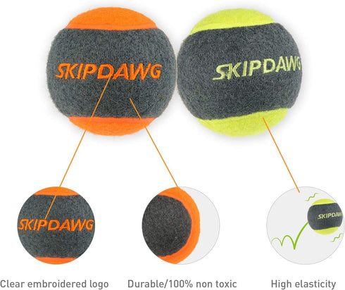 SKIPDAWG Squeaky Dog Tennis Balls, 4 Packs 2.5'' Fetching Tennis Ball Dog Toys, Interactive Dog Toys for Small/Medium Dogs Training, Non Toxic Mat...