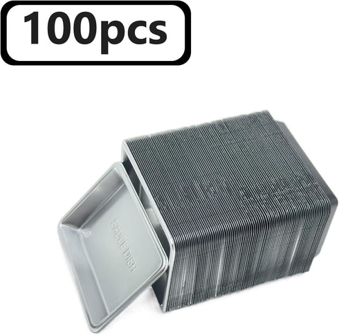 100 Pcs Plastic Disposable Sauce Dishes, Dipping Soy Sauce Seasoning Plate Bowls, Mini Condiment Appetizer Tray for Sushi Soy Mustard Vinegar Ketc...