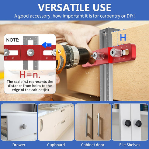 Cabinet Hardware Jig,Cabinet Hardware Template Tool,Adjustable Woodworking Drill Guide,Punch Locator Drill Guide for Installation of Door Drawer K...