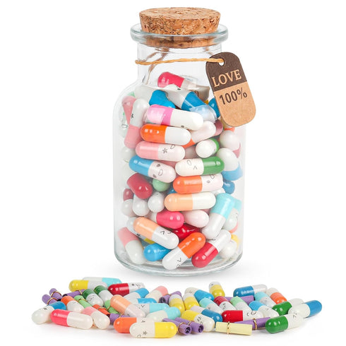 Capsule Letters Message in a Bottle -101pcs Love Pills Gifts for Boyfriend and Girlfriend Wife Friends. (Mixed Color 101PCS)...