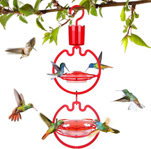 ORIENTOOLS Hummingbird Feeders for Outdoors Hanging 13oz Plastic Humming Birds Feeders with Ant Moat friendly to nature and Wild Birds with 7 Flow...