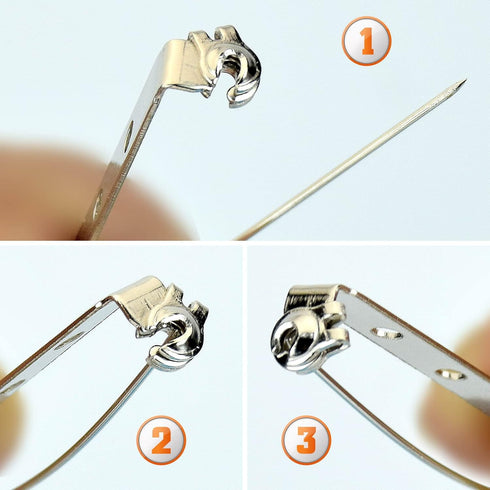 50 Pcs Brooch Pins, Silver Bar Pins, Secure Back Clasp with Back Bar Fastener, Pin Badge Backs with Holes, 4-Size Pack of Safety Pins (50)...