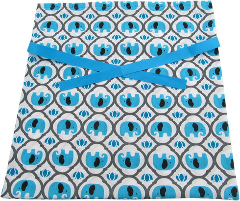 VZWraps Elephants Reusable Fabric Gift Bag for Baby Shower, Child’s Birthday, or Any Occasion (Medium 17 Inches Wide by 18.5 Inches High, Turquois...
