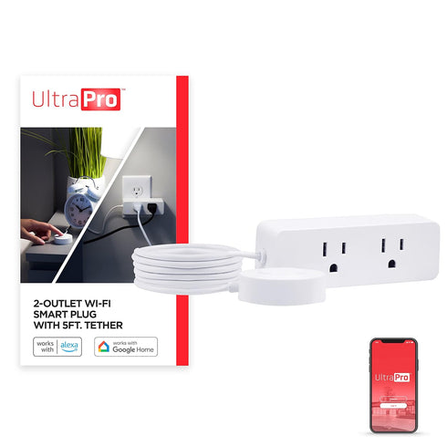 UltraPro Smart Plug WiFi Outlet with Tether, Dual Smart Outlet, Smart Home, Smart Switch, Works with Alexa, Google Home, No Hub Needed, ON/Off Swi...