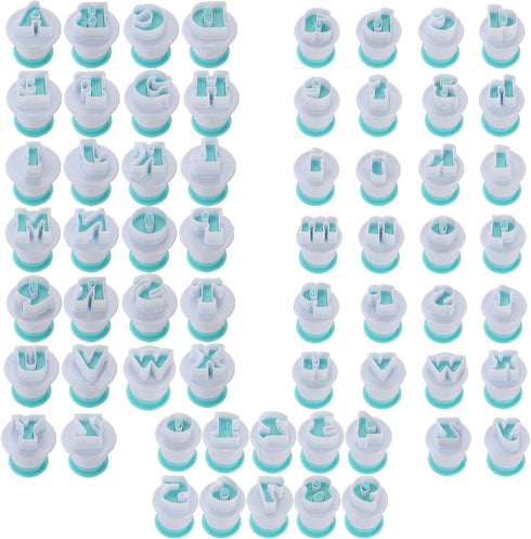 Suwimut 62 Pieces Fondant Alphabet Letter Cutters and Number Set, Cake Biscuit Mold Decorating Tools, Cookie Stamp Impress Embosser Plunger, Upper...
