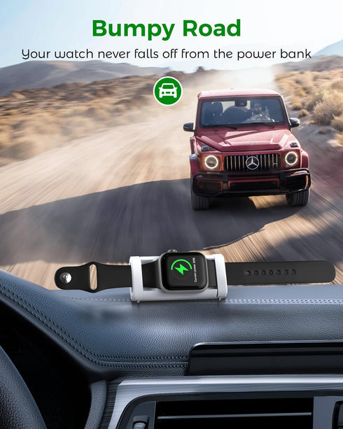 NEWQ Outdoor Power Bank for Apple Watch: Small Portable Magnetic Wireless Charger & Rechargeable 1800mAh Battery Powerbank for Charging iWatch Whe...