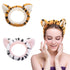 2 PCS Women Animal Ear Tiger Print Fuzzy Hairband Makeup Headband Elastic Stretch Head Wrap for Skincare Spa...
