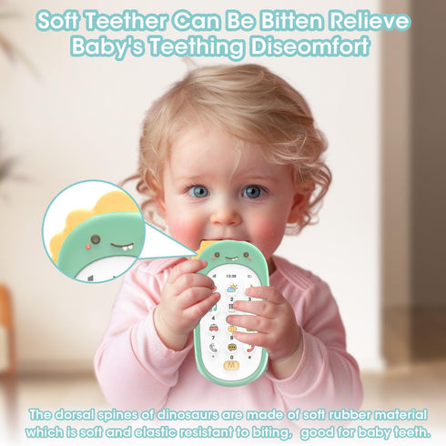 WXX Baby Phone Toy for Baby with Early Education & Music, Learning Educational Dinosaur Fake Kids Phone, Sensory Toys for Toddlers kids Boys and G...