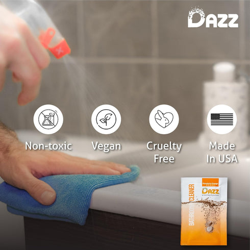 Dazz Bathroom Cleaner Starter Kit (1 Reusable Spray Bottle, 2 Refills) Tile, Tub Shower, Countertop and Bathroom Surfaces - All Natural, Eco Frien...