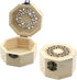 MY MIRONEY 3.7" x 2.4" Unfinished Wooden Box with Hollow Carved Pattern Lid Octagon Unpainted Wood Box Jewelry Box DIY Storage Case with Hinged Li...