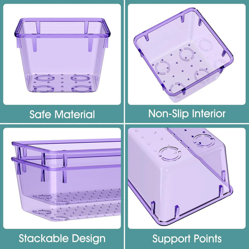 WOWBOX 6 PCS Plastic Drawer Organizer Set, Desk Drawer Divider Organizers and Storage Bins for Makeup, Jewelry, Gadgets for Kitchen, Bedroom, Bath...