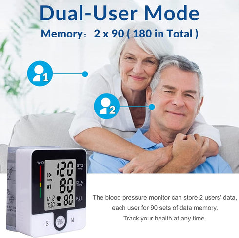 Wrist Blood Pressure Monitor Automatic Wrist Bp Monitor Talking Blood Pressure Cuff for Home Use Adjustable Cuffs for Adult Electronic Digital Lar...