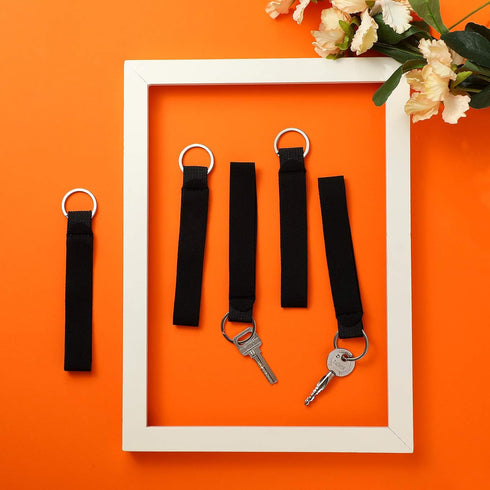 30 Pieces Black Wristband Keychain Wristband Lanyard Wristband Keychain for Summarize Small Pendants Such as Keys...