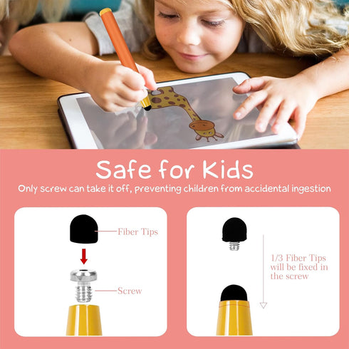 Kid-Friendly Stylus Pens for Touch Screens, Crayon Stylus Pen for iPhone Ipad Air Mini Pro, Fire HD Kids Tablet, Android Tablet, Dragon Touch - Bl...