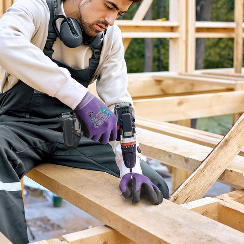 KAYGO Safety Work Gloves MicroFoam Nitrile Coated-3 Pairs, KG18NB,Seamless Knit Nylon Glove with Black Micro-Foam Nitrile Grip,Ideal for General P...