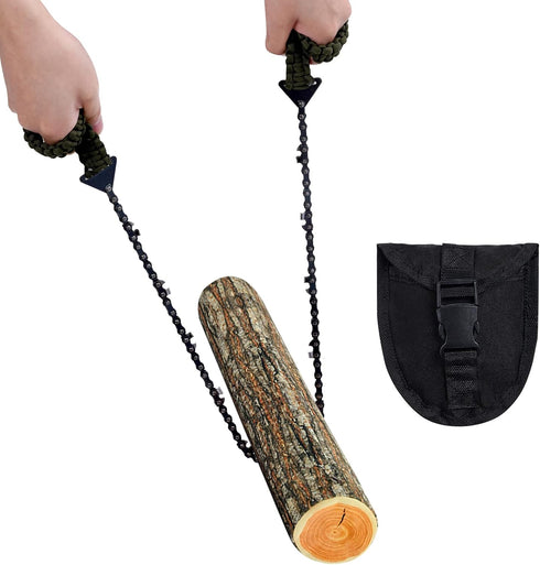 Pocket Chainsaw with Paracord Handle, Folding Chain Hand Saw, Emergency Outdoor Survival Gear for Camping, Hunting, Hiking, Cutting Wood & Tree (A...