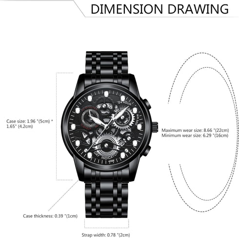 Avaner Men's Wrist Watch Stainless Steel Skeleton Quartz Watch with Luminous Hands...