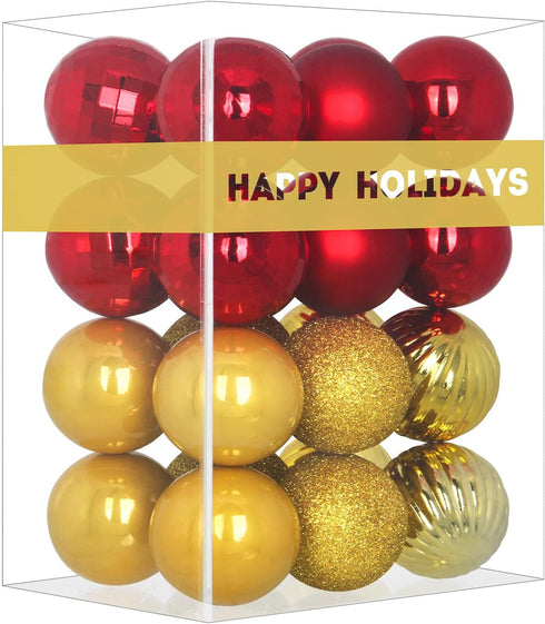 Red & Gold 2.5" Christmas Balls Christmas Tree Decoration Ornaments Shatterproof Hanging Balls for Birthday Halloween Holiday Wedding Decorations ...