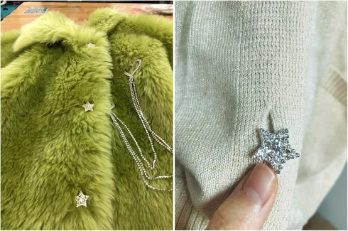 5 Pcs Star Shaped Sliver Rhinestone Crystal Sew on Buttons Embellishments for Crafts Clothing Decoration...