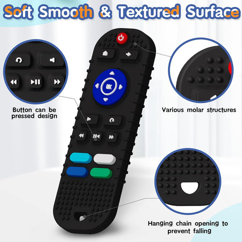 Soft Silicone Teething Toys for Toddlers, Teething Toys for Babies 6-12 Months - Boys Girls Baby Molar Teether Chew Toys Set, Remote Control Shape...