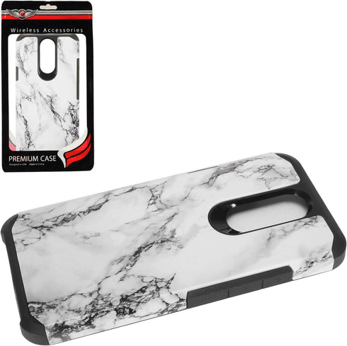 Z-GEN - Compatible with LG K40, Harmony 3, Xpression Plus 2 (2019) LM-X420, LG Solo LTE L423DL - Hybrid Image Phone Case - AD1 White Marble...