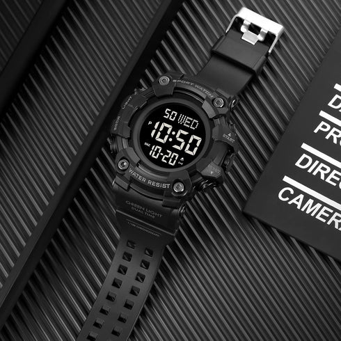 FANMIS Men's Digital 50M Waterproof Electronic Sport Watch Rubber Band Army Military 24H Time LED Light 164FT Water Resistant Calendar Date Day Wa...
