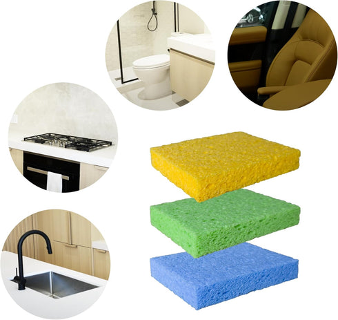 36 Pk Pop-Up Compressed Cellulose Sponges, Heavy Duty Scrub Kitchen Sponge, Clean Tough Messes Without Scratching Eco Friendly Reusable Compostabl...
