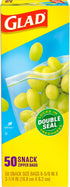 Glad Zipper Food Storage Plastic Bags, Snack, 50 Count (Packaging May Vary)...