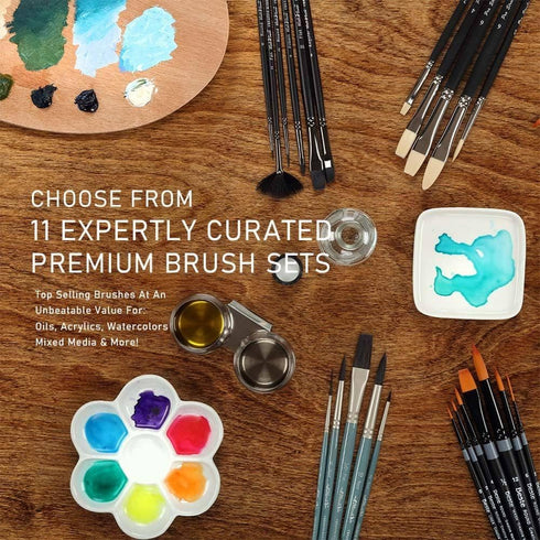 Mimik Hog Professional Synthetic Hog Bristle Paint Brush - Try-Me Set of 4 - Versatile Alternative to Natural Hog Hair Paint Brushes for Oil Paint...