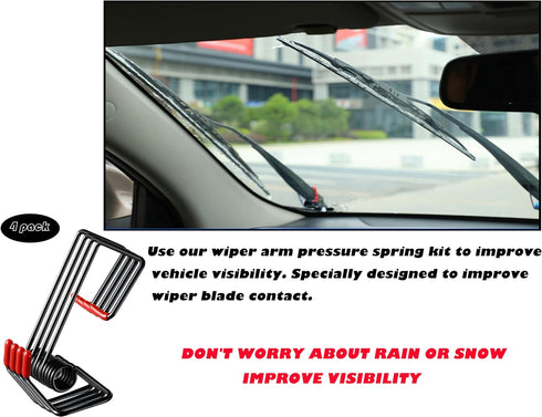 Wiper Arm Pressure Spring Set - 2-Pack Black Springs, Enhance Wiper Performance, Easy Install, Improved Visibility in Rain/Snow. Perfect Replaceme...