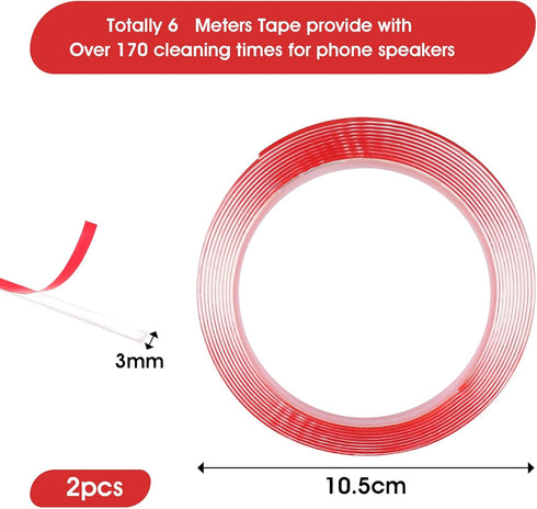 2 Pack Phone Speaker Cleaning Kit, Phone Cleaner Tape Kit for Phone Speaker Receiver, Adhesive Cleaning Stickers Dust Remover for Mobile Phone Hol...