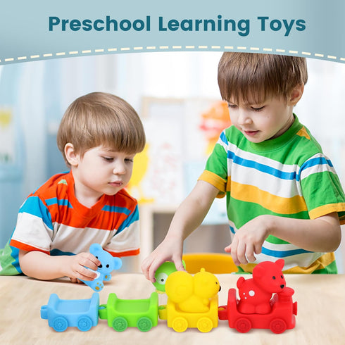 Toddler Toys Age 1-3, Baby’s First Animal Train Toy, Sensory & Soft Stacking Toys, Bright Colors - Preschool Learning Activities for Kids...