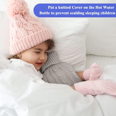 2 Pieces Hot Water Bottle Cover Soft Cover Only Knitted Hot Water Bottle Sweater for Hot Compress and Cold Therapy, Ideal for Menstrual Cramps, Ne...