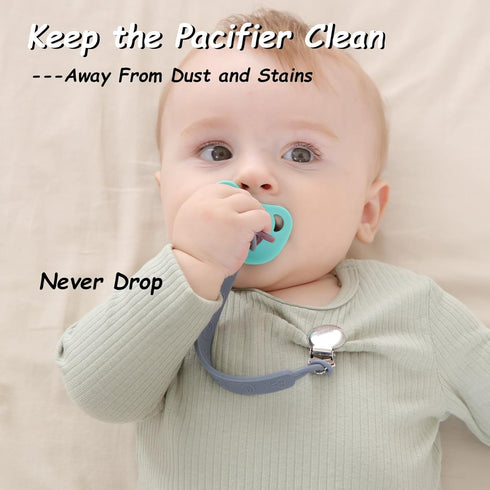 Silicone Pacifier Clip, Seposeve Pack of 3 Baby Pacifier Teether Clip with 4 Texture, Soft Flexible Silicone Pacifier Leashes & Cases for Boy and ...
