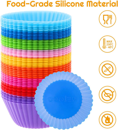 54 Pack Silicone Muffin Cups, Selizo Silicone Cupcake Baking Cups Reusable Muffin Liners Cupcake Wrapper Cups Holders for Muffins, Cupcakes, and C...