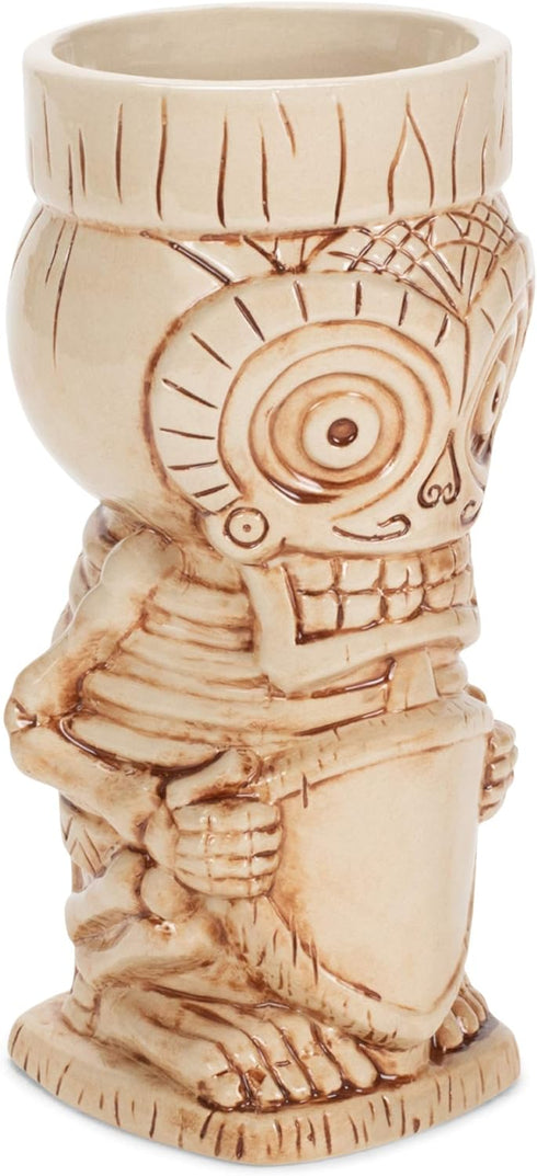 Skull Tiki Polynesian Bone Cream 0.75 Liter Glossy Ceramic Stoneware Mug...