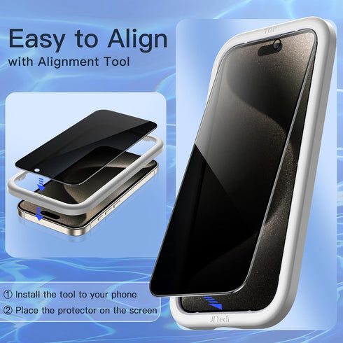 JETech Privacy Full Coverage Screen Protector for iPhone 15 Pro Max 6.7-Inch, Black Edge Anti-Spy Tempered Glass Film with Easy Installation Tool,...