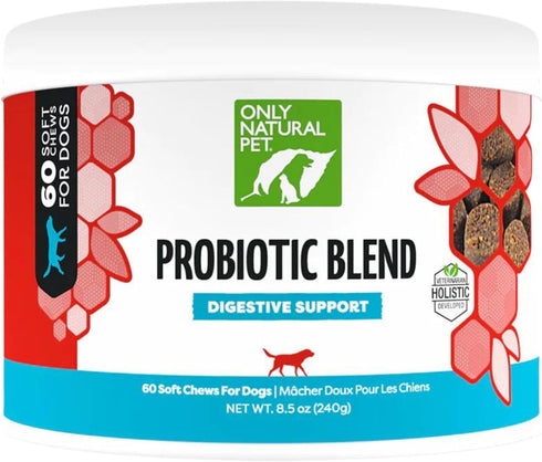 Only Natural Pet Probiotic Dog and Cat Supplement - Digestive & Gut Health Enzyme Formula, Puppy & Canine Digestive Chews, Best for Stomach Relief...