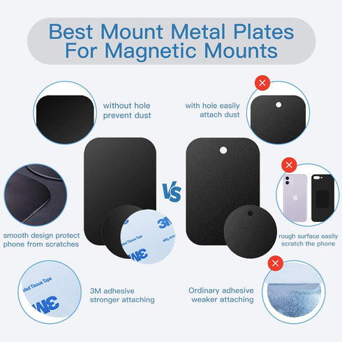 OWLKELA Mount Metal Plate for Phone Magnet Car Mount Holder Cradle with Adhesive, Universal Replacement Sticker Compatible with Magnetic Mounts - ...