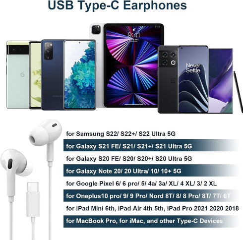 COOYA USB C Headphones Type C Wired Earbuds for Samsung S24 Ultra S23 S22 S21 S20 A54 Galaxy Flip5 4 DAC HiFi Stereo Headsets+Mic in-Ear Earphones...